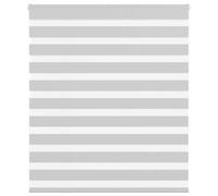 vidaXL Light Grey Zebra Window Blind - 135x150 cm - Dual Layer Polyester Roller Shade for Bedroom/Office