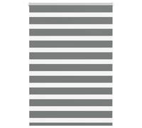 vidaXL zebra roller blind in dark grey polyester - 105x100 cm window treatment with elegant design & dual-layer privacy panels/easy install fabric shades/modern style decor