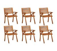 vidaXL6x Solid Acacia Wood Garden Chairs Outdoor Seating Dining Armchairs