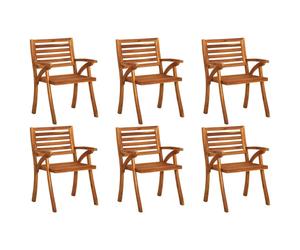 vidaXL6x Solid Acacia Wood Garden Chairs Outdoor Seating Dining Armchairs
