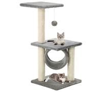 vidaXLCat Tree with Sisal Scratching Posts 65cm Grey Kitten Play Centre Bed