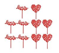 VIDELLY 10 Pieces Love Cupcake Toppers Picks Red Valentine Day Cake Topper Acrylic love Decoration Cake Toppers Red Dessert Food Cake Picks for Wedding Engagement Bridal Shower Party Cake Décor,2Style