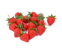 VIDELLY 20 Pieces Artificial Strawberries Fake Strawberries Lifelike Red Realistic Plastic Fruit for Kitchen Party Decoration Photo Prop,S Size