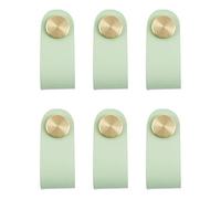 VIDELLY 6 Pieces Leather Handle Pulls Handmade Leather Cabinet Drawer Handle Modern Leather Cabinet Door Knobs Pull Handle with Brass Screw Cupboard Cabinet Handle Door Pulls DecorHardware,Light Green