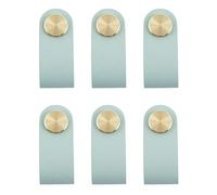 VIDELLY 6 Pieces Leather Handle Pulls Handmade Leather Cabinet Drawer Handle Modern Leather Cabinet Door Knobs Pull Handle with Brass Screw Cupboard Cabinet Handle Door Pulls Decor Hardware,Light Blue