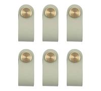 VIDELLY 6 Pieces Leather Pulls for Drawer, Handmade Leather Drawer Pulls Cabinet Dresser Door Handle Knobs with Screw, Gray