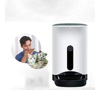 Video APP Remote Control Two-Way Voice Pet Cat Dog Automatic Feeder Large Machine Bowl Capacity Recordable Feeding Timing Quantitative Dual Power Supply ABS White/Black 4.3L Portable