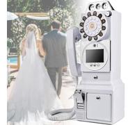 Video Audio Guest Book, 1080P Video Guestbook Wedding Phone, 32G SD Card Customized Video Audio Guest Book with Lens Recording, Retro 1957's Style Vintage Audio Guest Book Audio Messages(White)