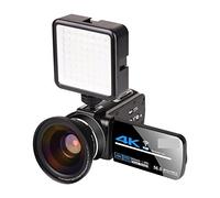Video Camera, 4K 56MP Video Camera Camcorder Vlogging Camera Digital Vlogging Camera With 3.0 Inch HD Touch Screen/Night Vision/Wifi External Microphone(16GB SD Card,Camera-Lens-LEDLight)