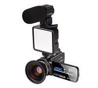 Video Camera, 4K 56MP Video Camera Camcorder Vlogging Digital With 3.0 Inch HD Touch Screen/Night Vision/Wifi External Microphone(128GB SD Card,Camera-Mic-Lens-LED)