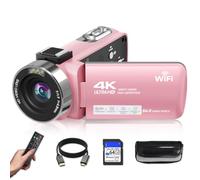 Video Camera, 4K Camcorder 56MP Digital Video Recorder 18X Zoom 3" 270° Rotation Touchscreen IR Night Vision, Wifi Vlogging Camera for YouTube 64GB Card Anti-Shake Remote Control Camera Bag Lens Cap