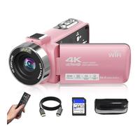 Video Camera, 4K Camcorder 56MP Digital Video Recorder 18X Zoom 3" 270° Rotation Touchscreen IR Night Vision, Wifi Vlogging Camera for YouTube 64GB Card Anti-Shake Remote Control Camera Bag Lens Cap