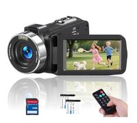Video Camera 4K Camcorder 75MP YouTube Vlogging Camera 64G SD Card and 2 Batteries 18X Digital Zoom Webcam 270 Degree Rotation Screen Recording While Charging video camera for computer/ filming