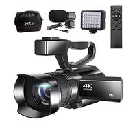 Video Camera, 4K Camcorders Video Cameras Recording With WiFi 30X Digital Zoom Vlogging Camera IR Night Vision Portable(128G SD card,RX-100-Light-Mic)