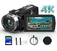 Video Camera 4K UHD 80MP IR Night Vision Vlogging Camera for YouTube Digital Zoom 18X Camcorder Auto Focus 3 Inch 270° Rotation IPS Screen Video Recorder with 32G SD Card Cap