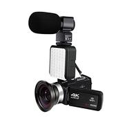 Video Camera, 4K Video Camera Camcorder WiFi Digital Vlogging Camera 48MP Built-in Fill Light Touch Screen Live Streaming For Vlog Recording(16 G SD Card,AF1 Mic Lens Light)