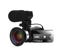 Video Camera, 4K Video Camera For Vlog Recording Digital Vlogging Camera With Night Vision WiFi Touch Screen HD Video Digital Camera Camcorder(128GB SD Card,K1 Grey-Mic-Lens)