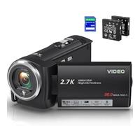 Video Camera, 64MP Camcorder with 18X Digital Zoom, WiFi, IR Night Vision, Touch Screen, Includes SD Card, Microphone, 2 Batteries, Remote Control