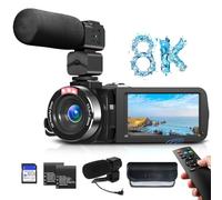 Video Camera, 8K Camcorder 48MP UHD WiFi Vlogging Cameras for YouTube 18X Digital Zoom IR Night Vision 3.0''Touch Screen Camera with External Microphone, 32GB SD Card and Batteries