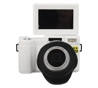 Video Camera Camcorder, 4K 48MP 3in 180° Rotation Touchscreen 16X Zoom Anti Shake Autofocus Vlogging Camera Recorder with Flash Light, Lens Cap, Battery, Strap Included (White)