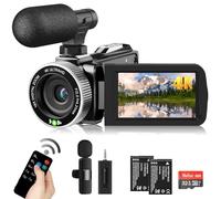 Video Camera Camcorder 4K 60FPS 48MP YouTube Camera with Wireless Lavalier Mic & External Mic for Vlogging, Ultra HD 3“ Screen 18X Digital Zoom Video Recorder Camera with 32GB SD Card, Remote Control