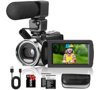 Video Camera Camcorder Digital Camera Recorder for YouTube Full HD 1080P 30FPS 36MP 3.0" 270゜Rotation LCD Video Cameras for Filming with Microphone,32GB SD Card, 2 Batteries for Kids Students Elderly