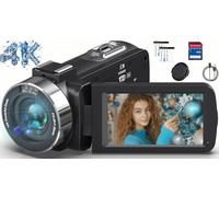 Video Camera Camcorder HD 4K 80MP with IR Night Vision, 18X Digital Zoom Webcam Video Recorder, 3.0 Inch 270 Degree Rotation IPS Screen Vlogging Camera for YouTube with Two Batteries, and 32GB SD Card