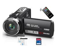 Video Camera Camcorder HD 4K 48MP with IR Night Vision, 18X Digital Zoom Webcam Recorder 3.0'' 270° Rotation Touchscreen Vlogging Camera for YouTube with Remote Control, 2 Batteries, and 32GB SD Card