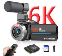 Video Camera Camcorder, HD 6K 64MP IR Night Vision Vlogging Camera 18X Zoom WiFi Digital Camera for YouTube 3.0'' Touch Screen Recorder with 32GB SD Card, Microphone, 2.4G Remote Control
