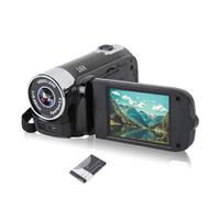 Video Camera for Vlogging, 1080P Full HD Camcorder, 16MP 16X Digital Zoom, 2.7in TFT Rotatable Screen, with Fill Light and USB Port, Catch Wonderful Moments (Black)