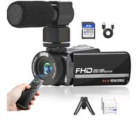 Video Camera Full HD 1080P 48MP YouTube Vlogging Camera Recorder 7.6 cm (3.0 Inch) Display 270° Rotation 18X Digital Zoom with Remote Control, Microphone, Mini Tripod, 2 Batteries