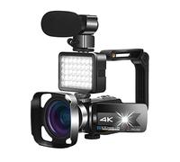 Video Camera, Video Camera 4K Vlogging Camcorder For Live Stream WiFi Remote Control Night Vision Touch Screen Photography Take Picture(16GB SD Card,K1 Kit-Gray)