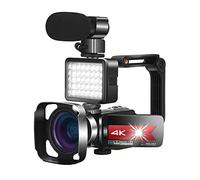 Video Camera, Video Camera 4K Vlogging Camcorder For Live Stream WiFi Remote Control Night Vision Touch Screen Photography Take Picture(32GB SD Card,K1 Kit-Red)