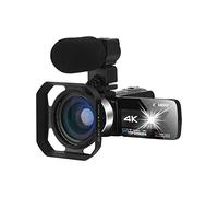 Video Camera, Video Camera Camcorder 4K 56MP WiFi Night Vision Built-in Fill Light Touch Screen Vlogging For Vlog Recording Webcam Digital Cam(16GB SD Card,Gray Mic Lens Hood)