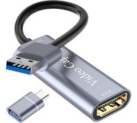 Video Capture Card 4K HDMI to USB Capture Card, Full HD 1080P USB Capture for Windows Linux Mac OS, Camera/DV/Streaming Media/Game/Live Broadcast (Silver)