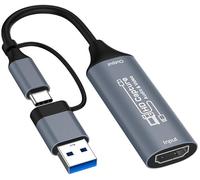 Video Capture Card, HDMI to USB/USB-C Capture Card for Streaming, 1080P 60fps Video Capture Device for Game Recording, Compatible for Windows,Quest 3, Switch, OBS, PS4/PS5