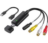 Video Capture Card, USB Video Capture Device,RCA to USB Audio Video Converter,VHS Mini DV VCR Hi8 DVD to Digital Converter for PC TV Tape Player Camcorder,Support PAL/NTSC,MAC Windows Vista Compatible