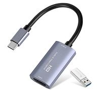 Video Capture Card, USB3.0 HDMI to USB C Audio Capture Card, 4K 1080P 60FPS Capture with Type-C Adapter Devices for Gaming Live Streaming Video Recorder, Compatible with Windows Mac OS System OBS Zoom