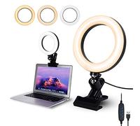 Video Conference Lighting,6.3" Selfie Ring Light with Clamp Mount for Laptop,Webcam Light with 3 Light Modes&10 Level Dimmable for Laptop/PC Monitor/Desk/Bed/Office/Makeup/YouTube/TIK Tok