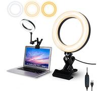 Video Conference Lighting,6.3" Selfie Ring Light with Clamp Mount for Video Conferencing,Webcam Light with 3 Light Modes&10 Level Dimmable for Laptop/PC Monitor/Desk/Bed/Office/Makeup/YouTube/TIK Tok