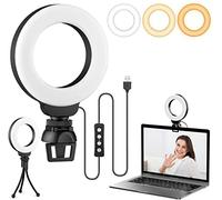 Video Conference Lighting Kit, Dveda Ring Light for Laptop Phone with Clip and Tripod, Desktop PC 4" Selfie Dimmable Light with Stand Ring Light for Live Streaming, Video Recording, Makeup