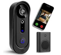 Video Doorbell Camera Wireless with chime,Night Vision, 2-Way Audio, Motion Detection, 2.4Ghz WiFi,Real-Time Alert, Only Cloud Storage (Black+Chime)