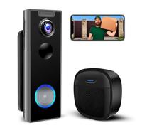 Video Doorbell Camera Wireless with Chime, with Multi-angle Bracket, Voice Changer, No Subscription,Motion Detection,1080P HD, Night Vision, 2-Way Audio, Battery Powered, IP66, 2.4G, Works with Alexa