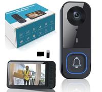 Video Doorbell Camera with 4.5” Indoor Monitor, Full HD Wide-Angle View, No WiFi & No App Needed, 500ft Long Range, IP65 Waterproof, 2-Way Talk, Easy Setup for Seniors & Apartments (with 64G Card)