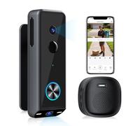 Video Doorbell Wireless Dual Camera with 2K HD Security Door Bells Cameras, Motion Detection, Wired or Battery Powered, Night Vision, 2-Way Audio, SD Card&Cloud Storage, 2.4G WiFi,Works with Alexa