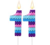 Video Game Birthday Candles, Vibrant Gaming Theme 11th Number Eleven Candle Purple Blue Eleventh Cake Topper for Boys Kids Birthday Decoration Party Supplies (Number 11)