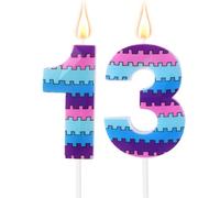 Video Game Birthday Candles, Vibrant Gaming Theme 13th Number Thirteen Candle Purple Blue Thirteenth Cake Topper for Boys Kids Birthday Decoration Party Supplies (Number 13)