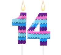 Video Game Birthday Candles, Vibrant Gaming Theme 14th Number Fourteen Candle Purple Blue Fourteenth Cake Topper for Boys Kids Birthday Decoration Party Supplies (Number 14)