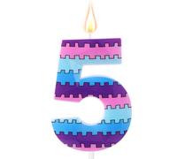 Video Game Birthday Candles, Vibrant Gaming Theme 5th Number Five Candle Purple Blue Fifth Cake Topper for Boys Kids Birthday Decoration Party Supplies (Number 5)