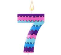 Video Game Birthday Candles, Vibrant Gaming Theme 7th Number Seven Candle Purple Blue Seventh Cake Topper for Boys Kids Birthday Decoration Party Supplies (Number 7)